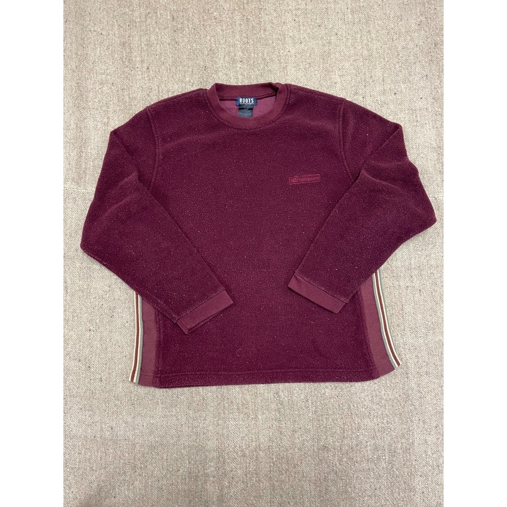 Vintage Fleece Pullover Sweatshirt Men Large Red 1990s Roots‎